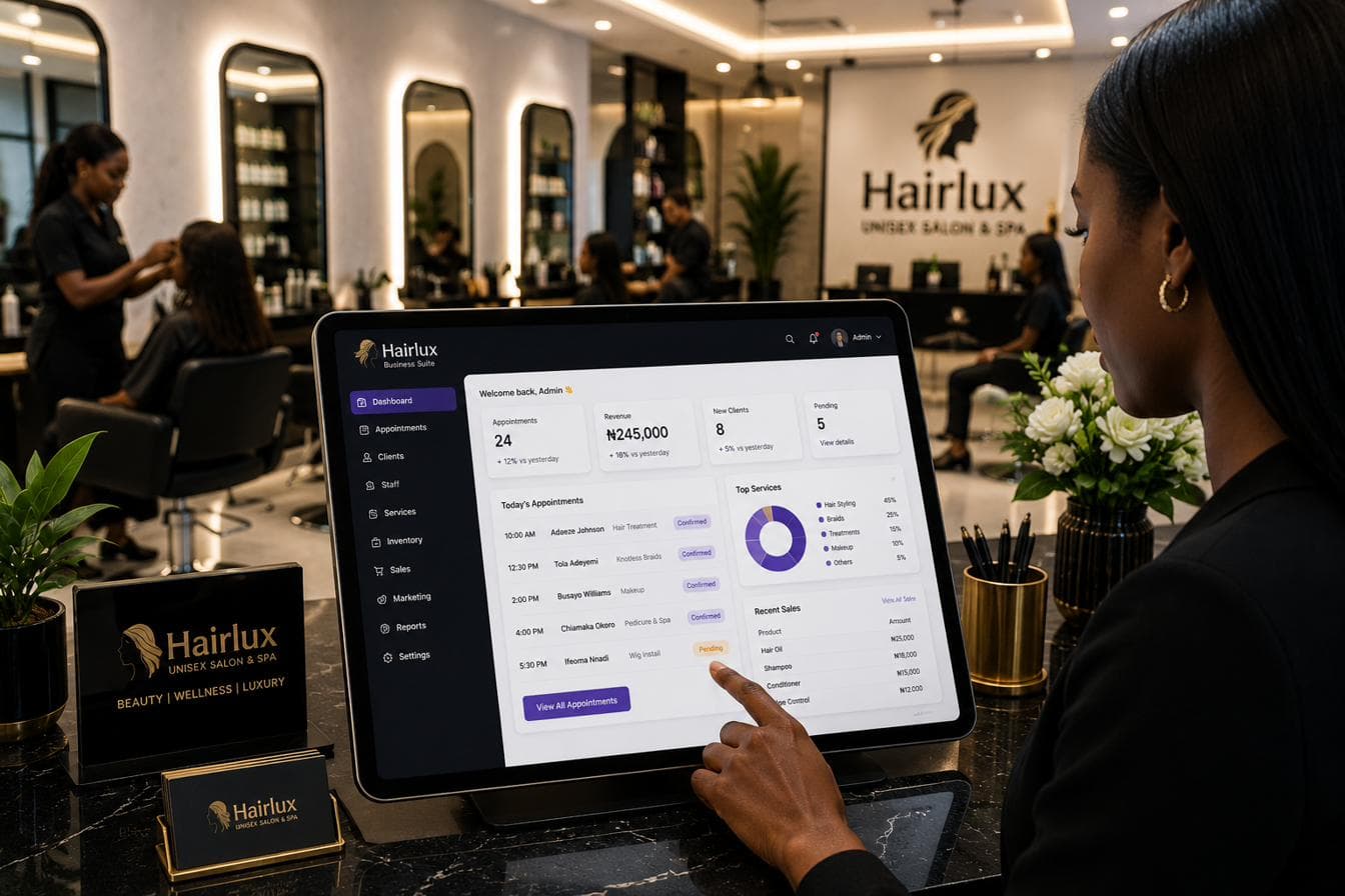 Hairlux Business Suite interface preview